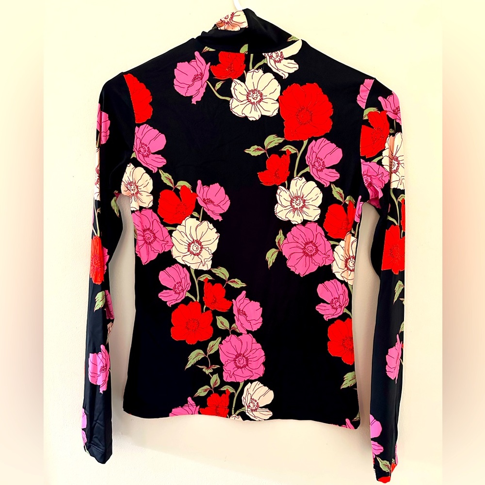 The Westside nylon/spandex floral mock neck top